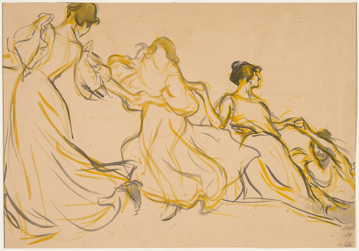 Estudo para a decoração da Salle des Fêtes para La Mairie du 11e arrondissement de Paris de Victor Emile Prouve