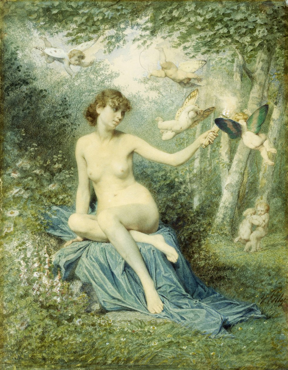 Ninfa levando o amor embora com uma tocha de Victor Florence Pollet