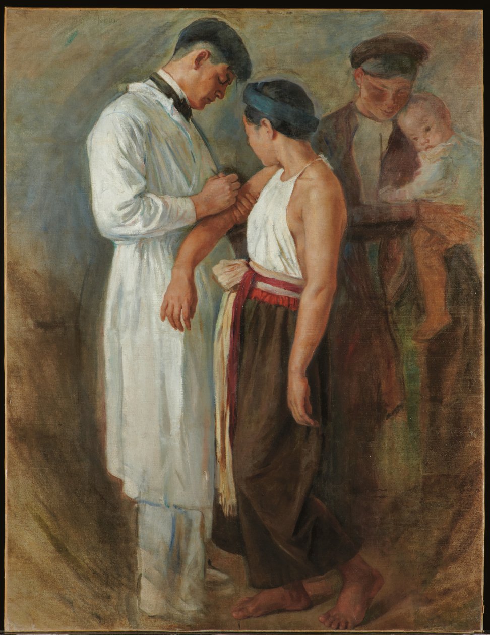 La Vaccination, c.1923 (óleo sobre tela) de Victor Francois Tardieu