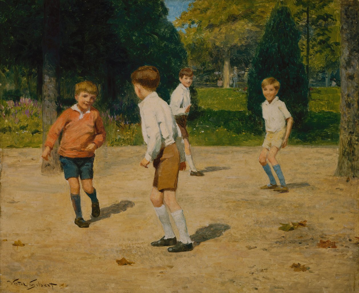 Meninos Brincando (óleo sobre tela) de Victor Gabriel Gilbert