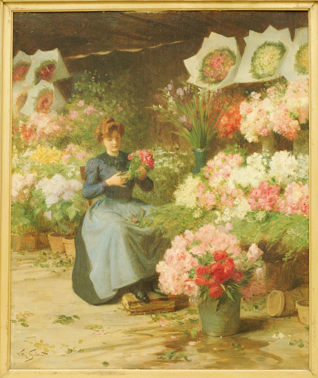 Vendedor de flores em frente à Igreja Madeleine de Victor Gabriel Gilbert