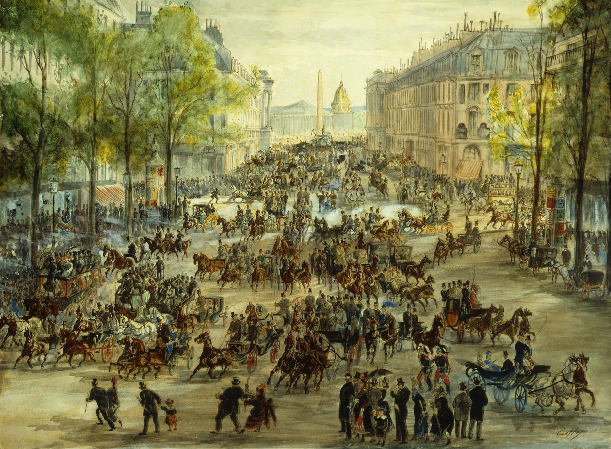 Avenida movimentada, 1877 de Victor Geruzez
