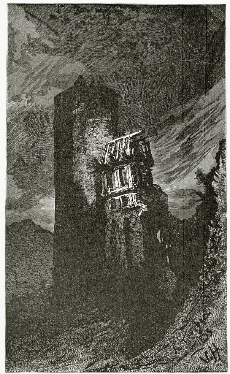 O Tourgue - ilustração de quatro vinte e treze, do século XIX (gravura bw) de Victor Hugo