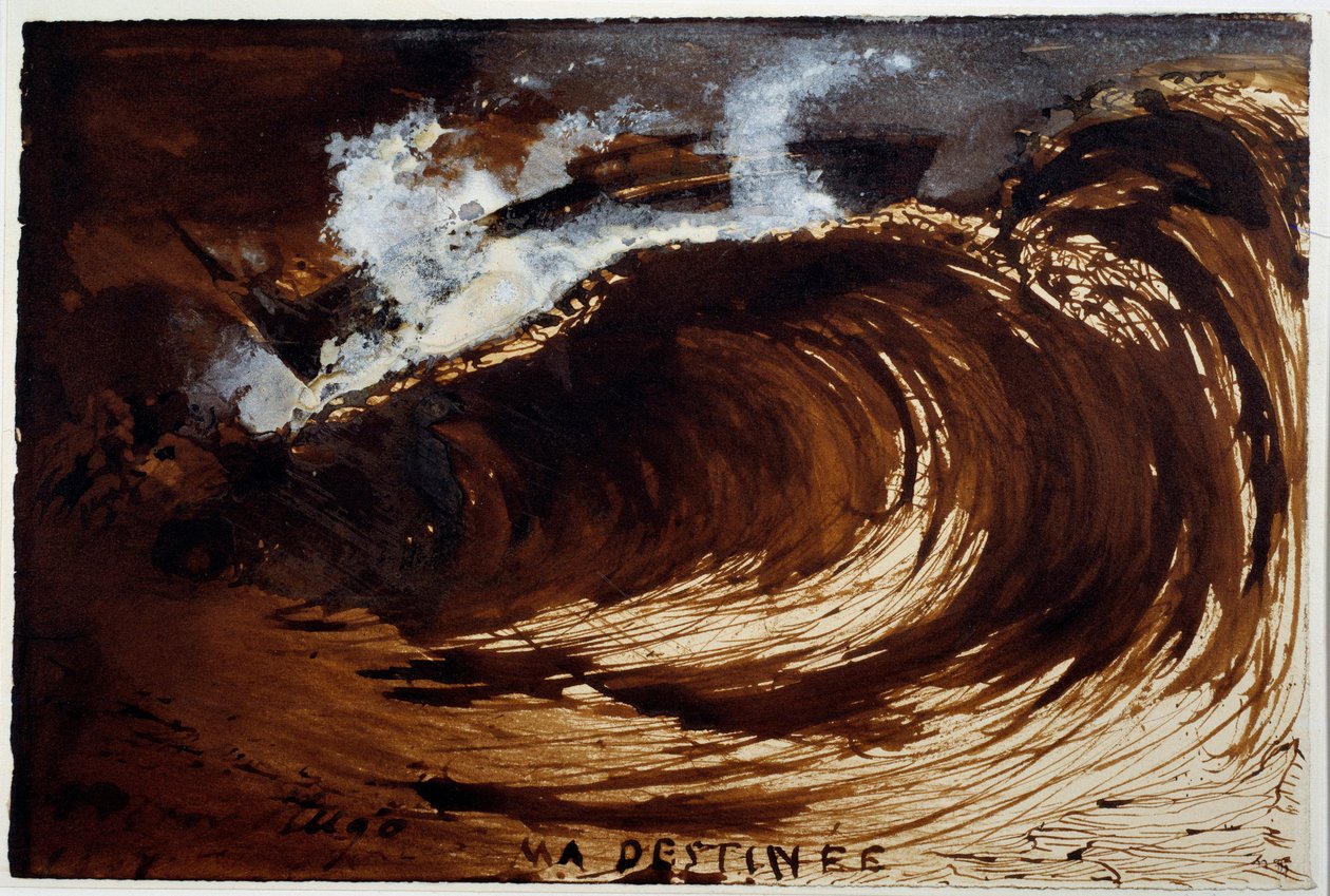 O meu destino. Representação de uma onda no meio do mar. Desenho de Victor Hugo (1802-1885) de Victor Hugo