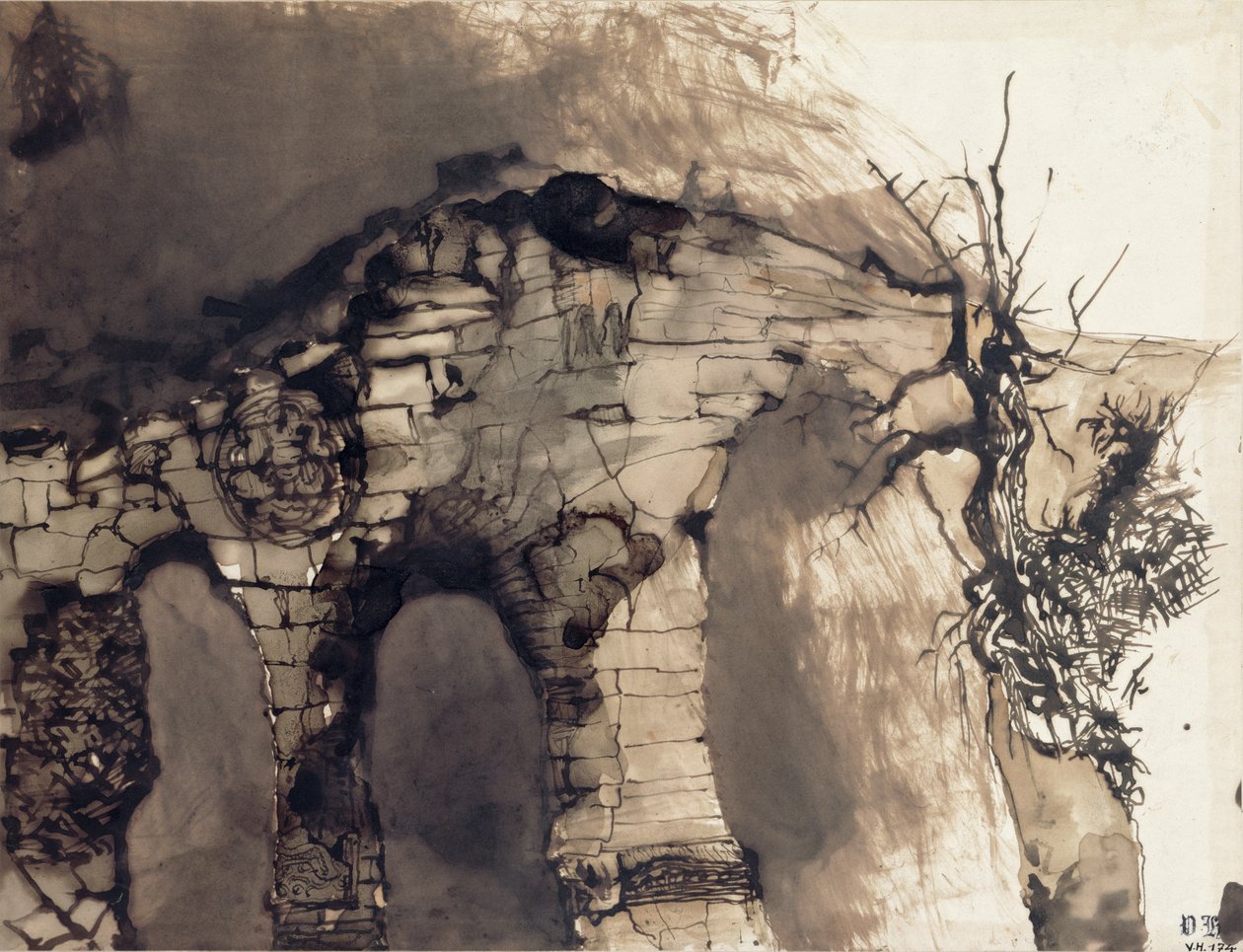 Ponte Velha (caneta e tinta no papel) de Victor Hugo