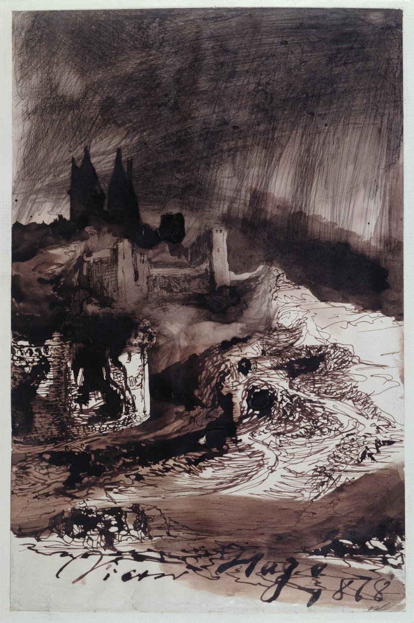 The Castle, 1878 (caneta e tinta no papel) de Victor Hugo