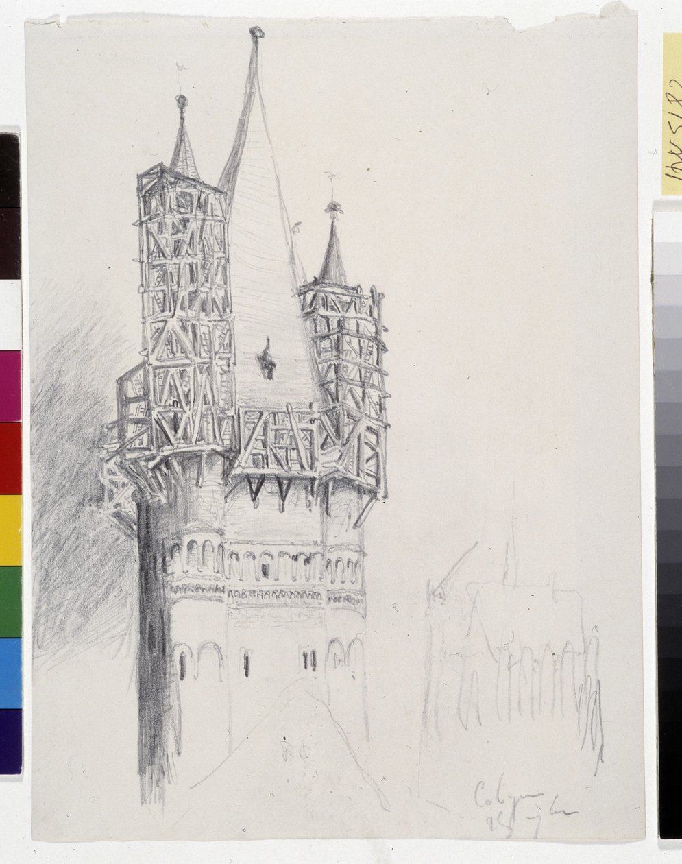 O campanário de Colônia (tinta sobre papel) de Victor Hugo