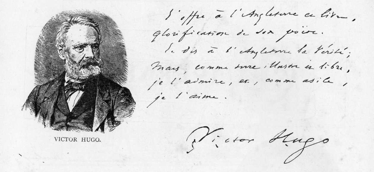 A dedicação de Victor Hugo à Inglaterra de seu livro sobre Shakespeare, c.1864 de Victor Hugo