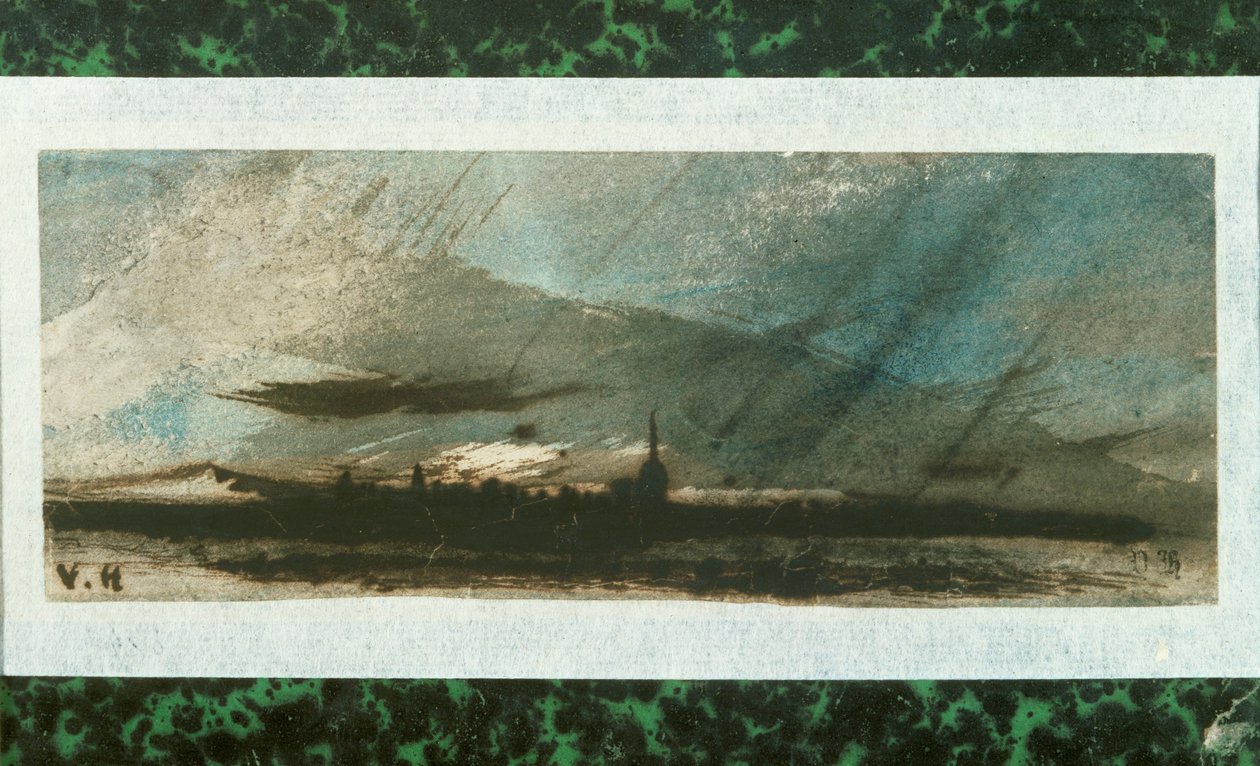 Ville au crespuscule Caneta e lavagem ... de Victor Hugo