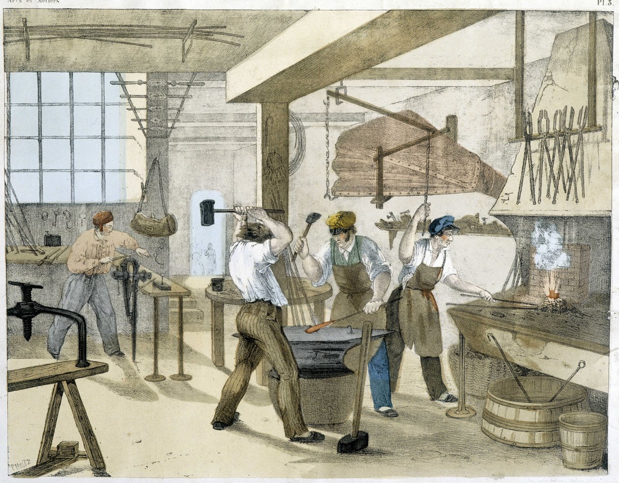 O serralheiro, Litho de Janson. Século XIX. de Victor Janson