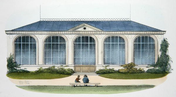 A Orangerie at Bellombre (Bourgogne) ilustração de "Habitations Champetres" publicado Paris, c.1895 (chromolitho) de Victor Jean Baptiste (after) Petit