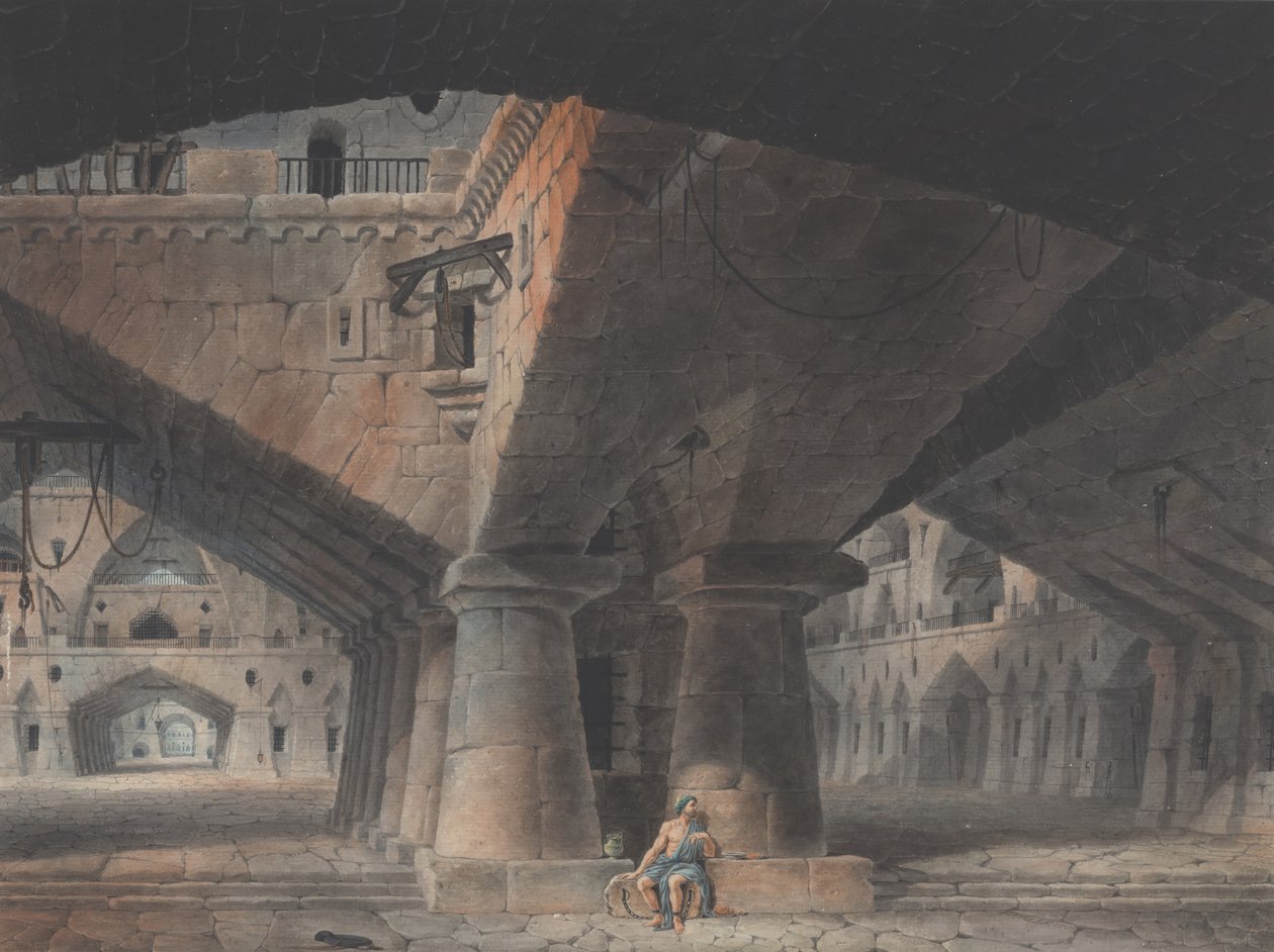 Homem Sentado na Prisão, 1781. de Victor Jean Nicolle
