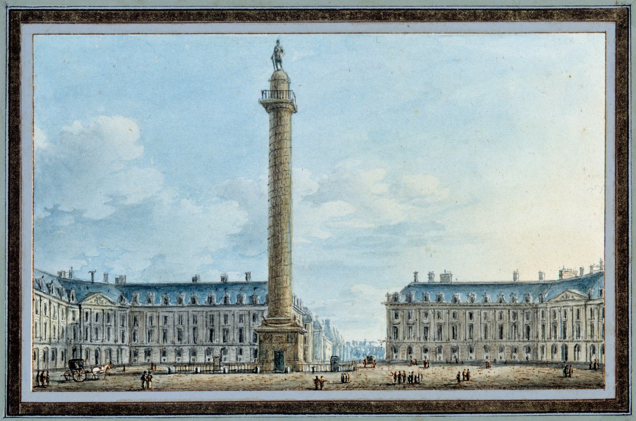 Vista da coluna belicosa localizada na Place Vendome em Paris Aquarela de Victor Jean Nicolle (1754-1828) Por volta de 1810 Sol. 0,67x0,12 m Malmaison, musee du chateau de Victor Jean Nicolle