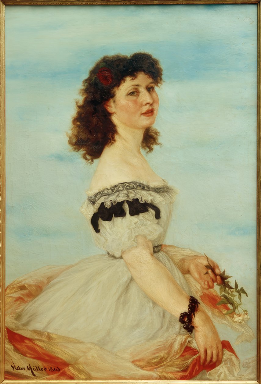 V.Müller, retrato de Berta von Radowitz quando jovem de Victor Müller