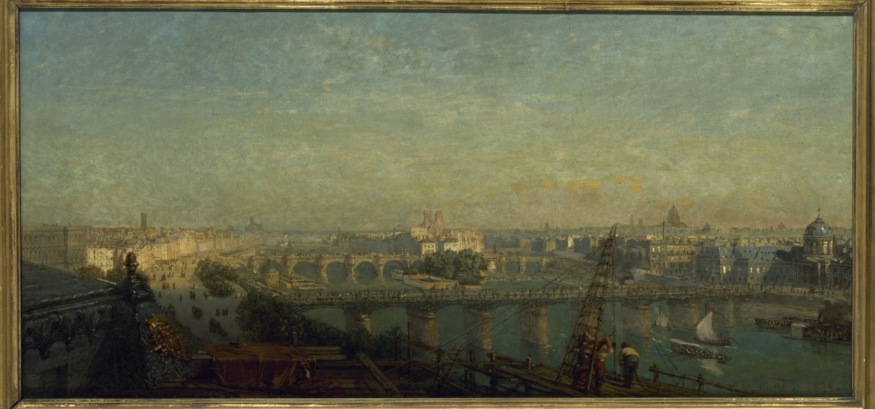 Paris do leste: vista dos telhados do Louvre em 1856 (pintura) de Victor Navlet