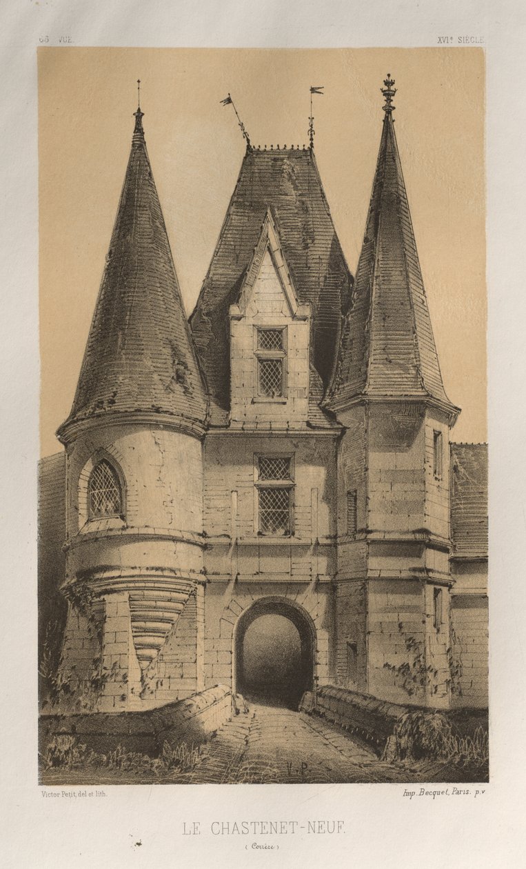 Arquitetura pitoresca ou monumentos do século XV. E XVI. Séculos: Castelos da França dos séculos XV e XVI: Pl. 65, Le ChasteLet-Neuf (Corrèze) de Victor Petit