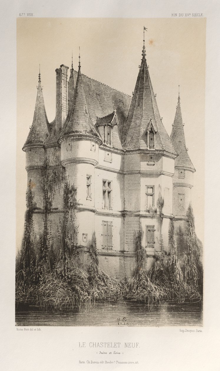 Arquitetura pitoresca ou monumentos do século XV. E XVI. Séculos: Castelos da França dos séculos XV e XVI: Pl. 67, Le Chastenet-Neuf Saône et Loire) de Victor Petit