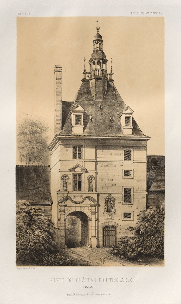 Arquitetura pitoresca ou monumentos do século XV. E XVI. Séculos: Castelos da França dos séculos XV e XVI: Pl. 85, Porte du Château d