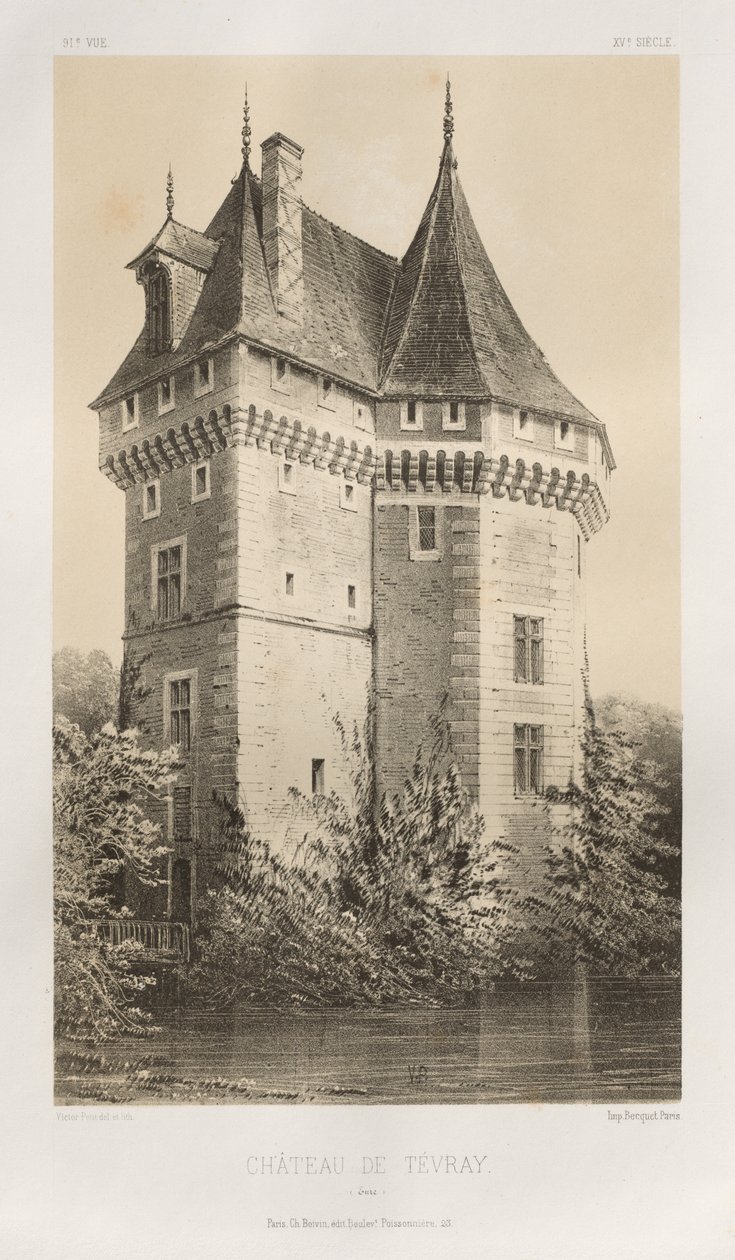 Arquitetura pitoresca ou monumentos do século XV. E XVI. Séculos: Castelos da França dos séculos XV e XVI: Pl. 91, Château de Tévray (Eure) de Victor Petit