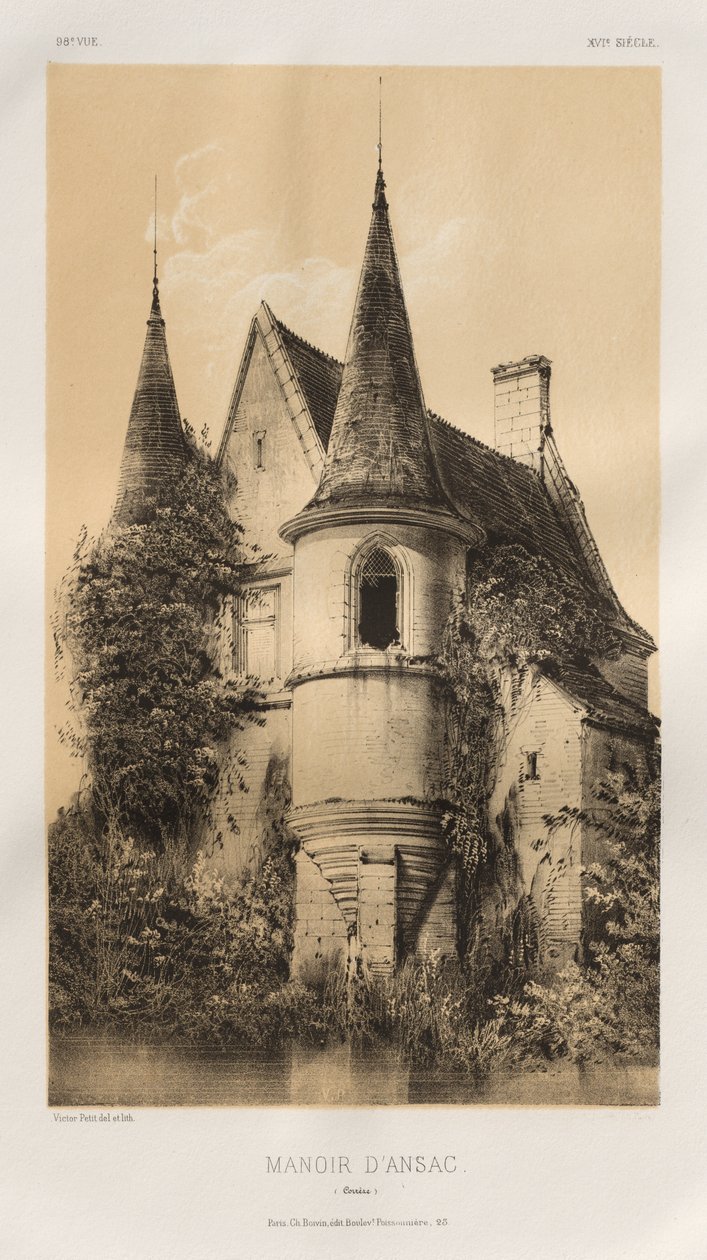 Arquitetura pitoresca ou monumentos do século XV. E XVI. Séculos: Castelos da França dos séculos XV e XVI: Pl. 98, Manoir d