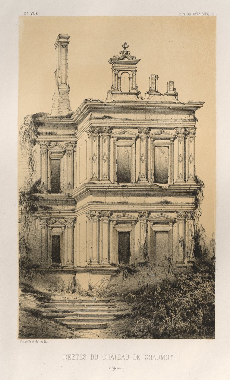 Arquitetura pitoresca ou monumentos do século XV. E XVI. Séculos: Chateaux Da França Dos Séculos XV e XVI: Pl. 19, Restos Do Chateau De Chaumot (Yonne) de Victor Petit