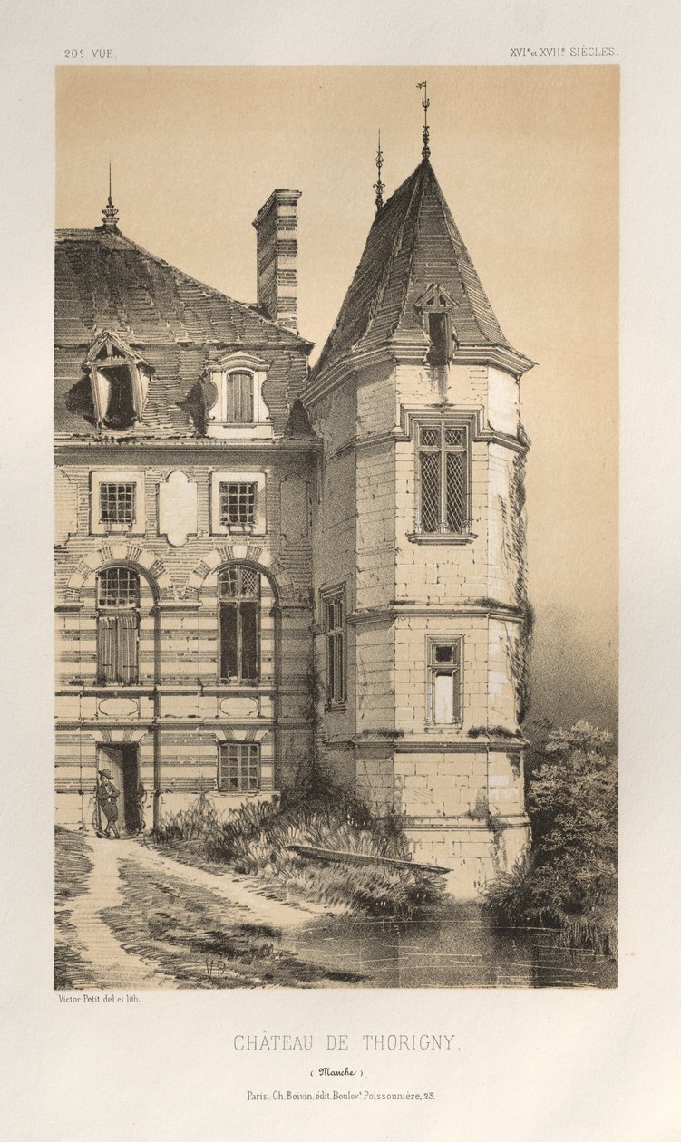 Arquitetura pitoresca ou monumentos do século XV. E XVI. Séculos: Chateaux De France dos séculos XV e XVI: Pl. 20, Chateau De Thorigny (Manche) de Victor Petit