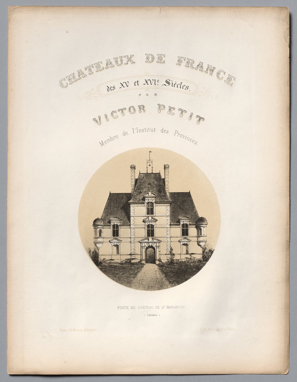 Frontispício, porta do castelo de St Manvieux Calvados, 1860. de Victor Petit