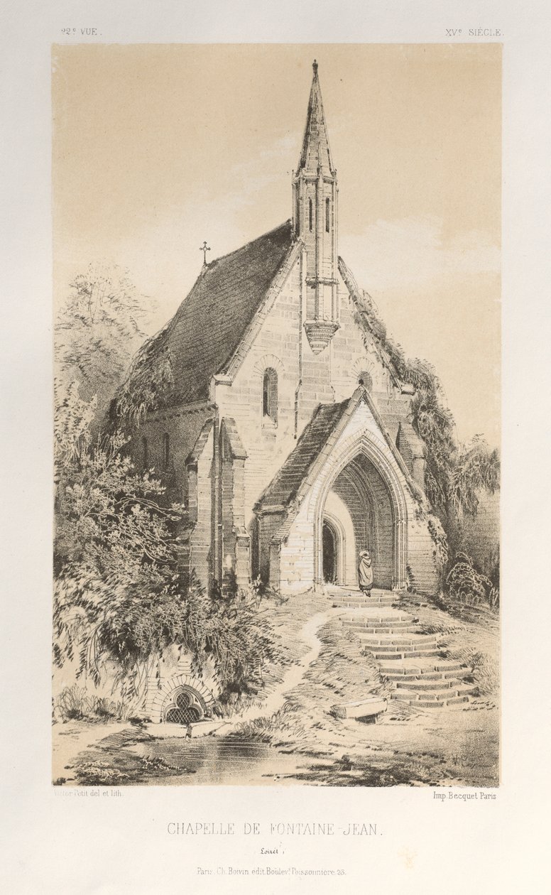 ... Pl. 22, Chapelle de Fontaine-Jean Loiret, publicado em 1860. de Victor Petit