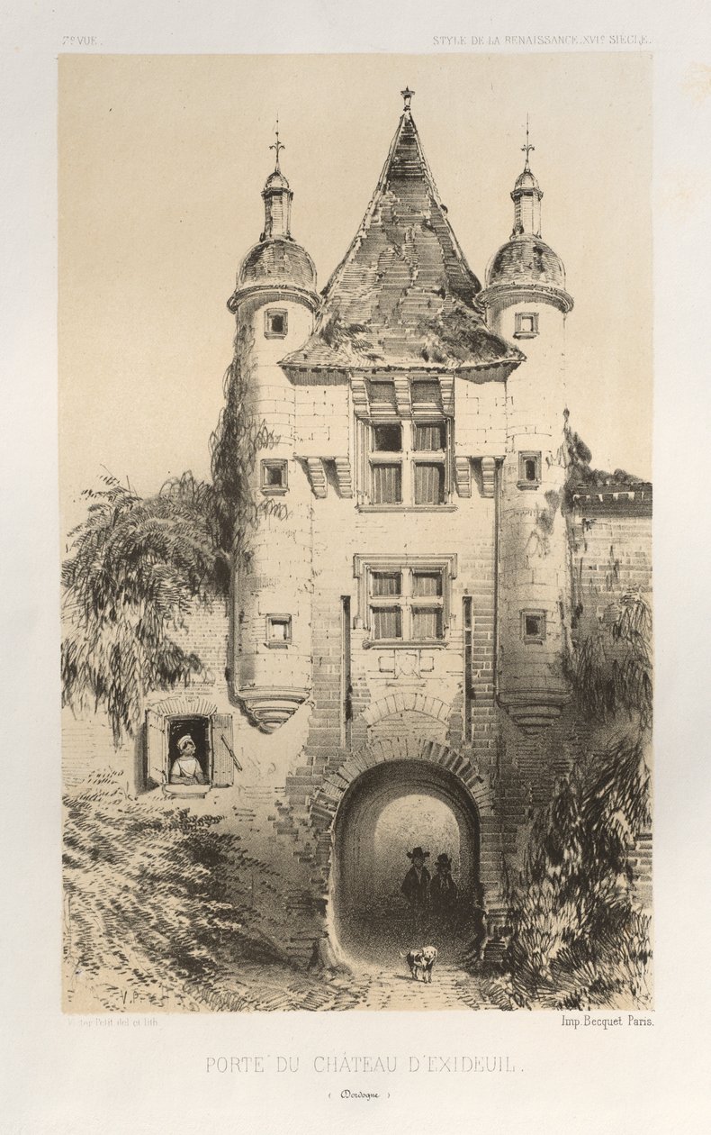 ... Pl. 7, Porte du Chateau dExideuil Dordogne, 1860. de Victor Petit