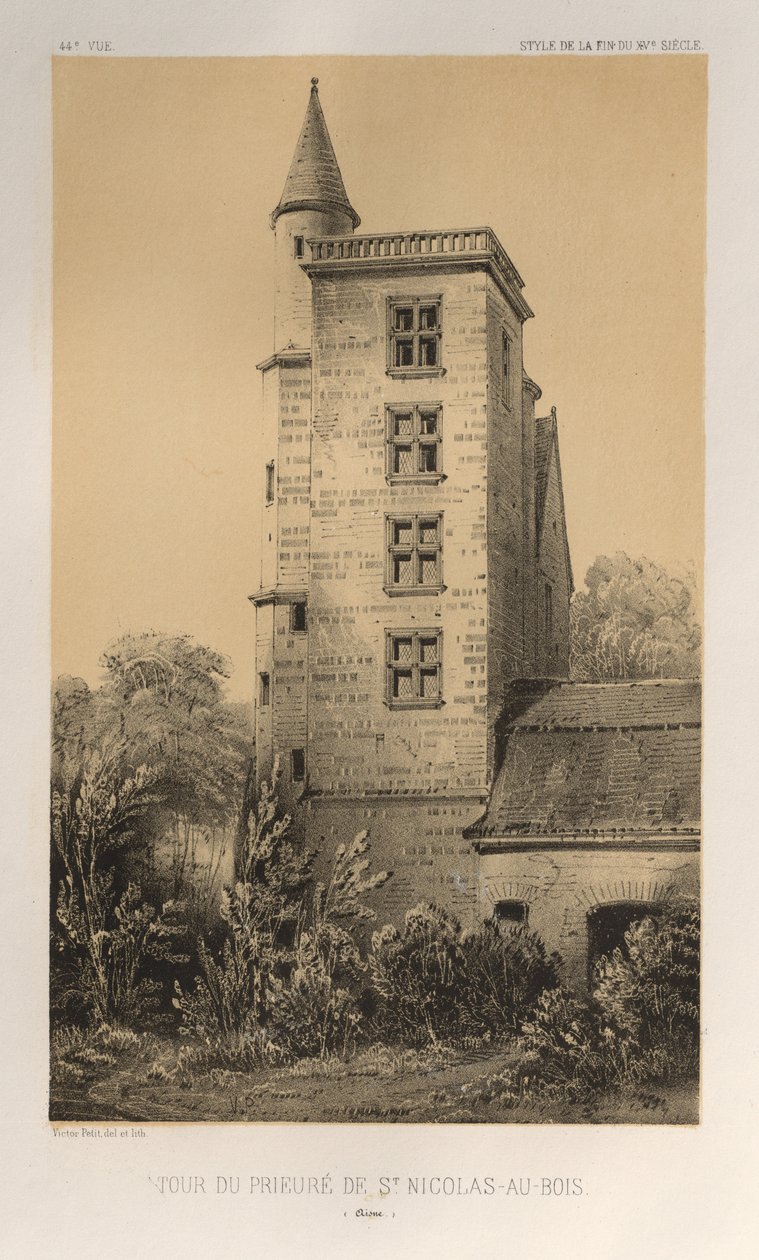 ... Pl. 44, Tour Du Prieuré De St. Nicolas-Au-Bois Aisne, 1860. de Victor Petit