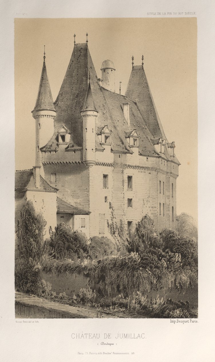 ... Pl. 51, Château De Jumillac Dordogne, 1860. de Victor Petit