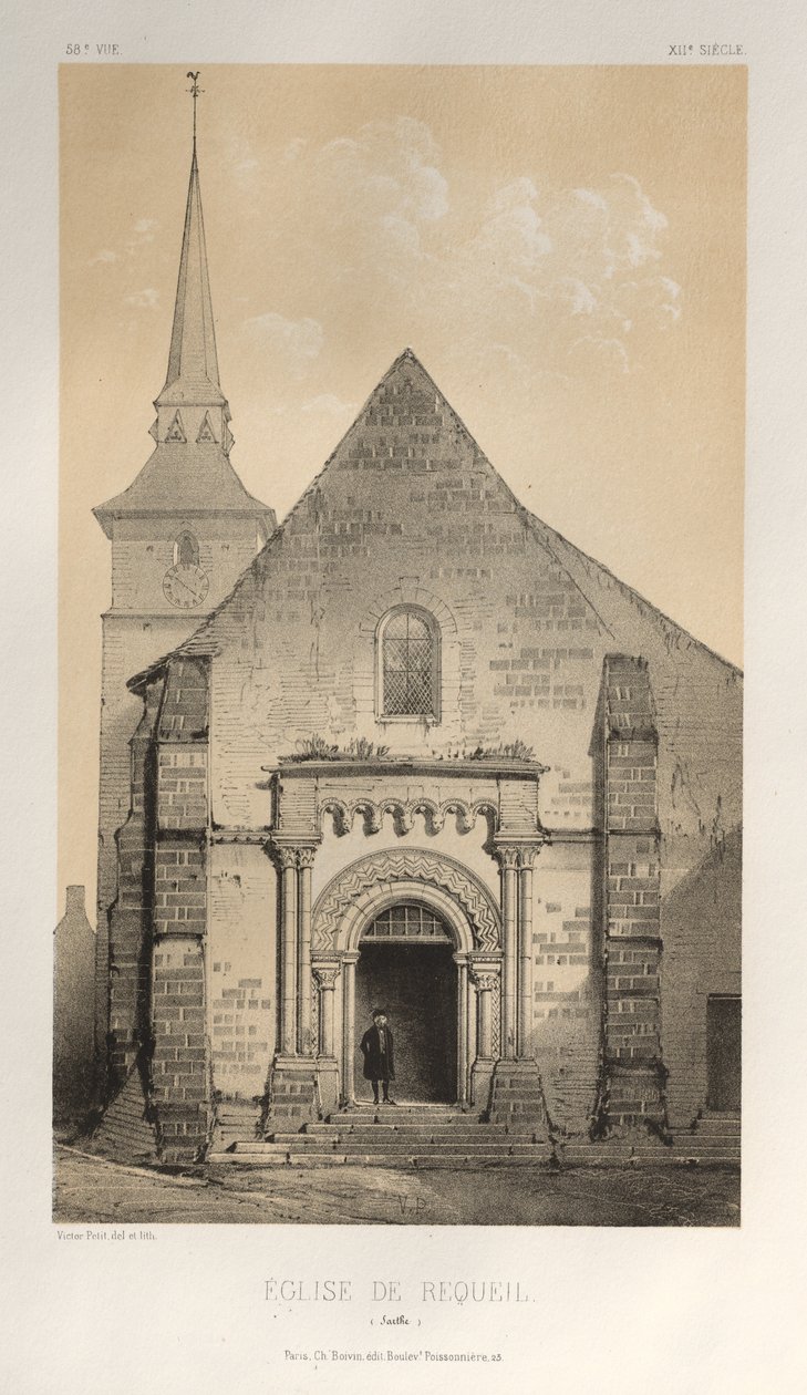 ... Pl. 58, Requeil Sarthe Church, 1860. de Victor Petit