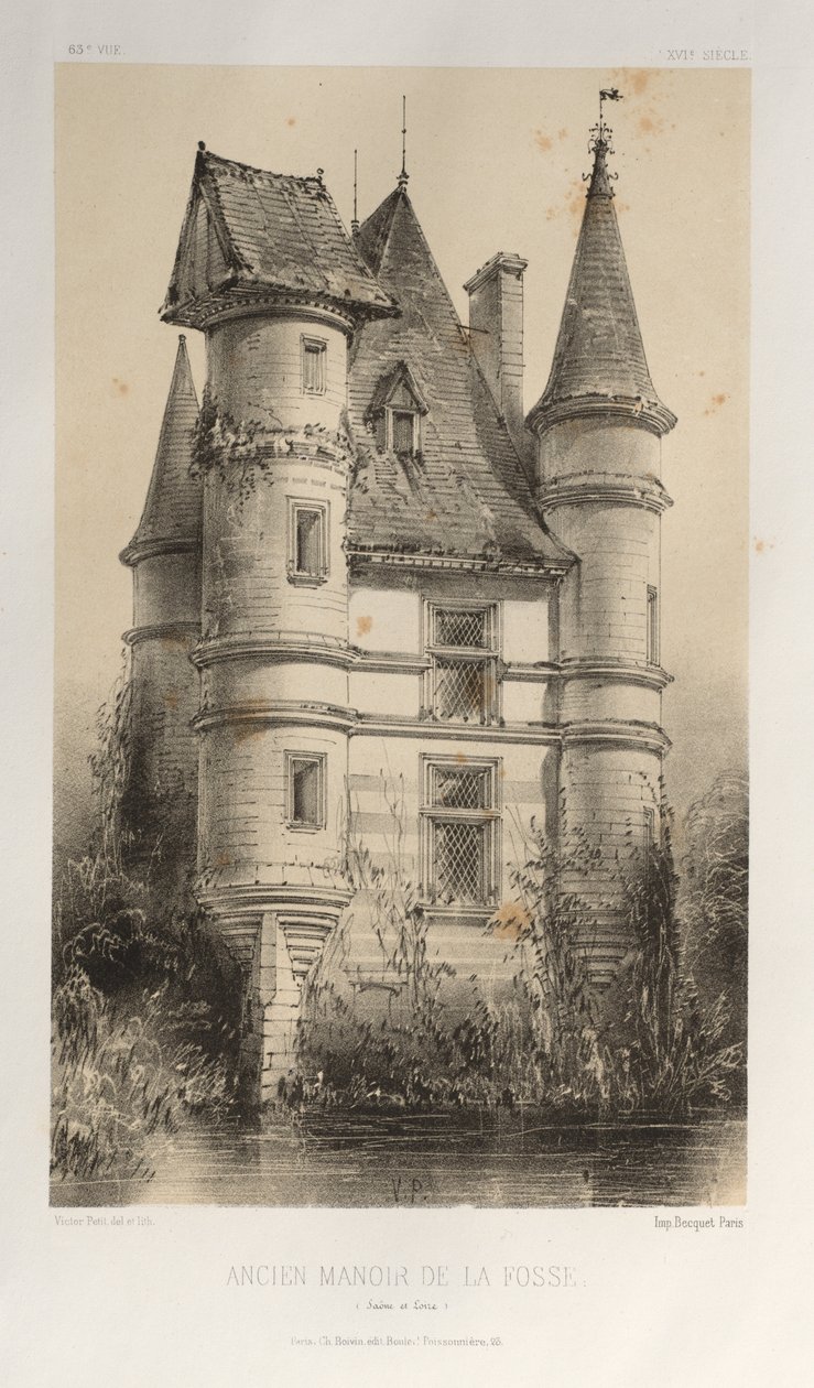 ... Pl. 63, Antigo Solar de La Fosse Saône e Loire, 1860. de Victor Petit