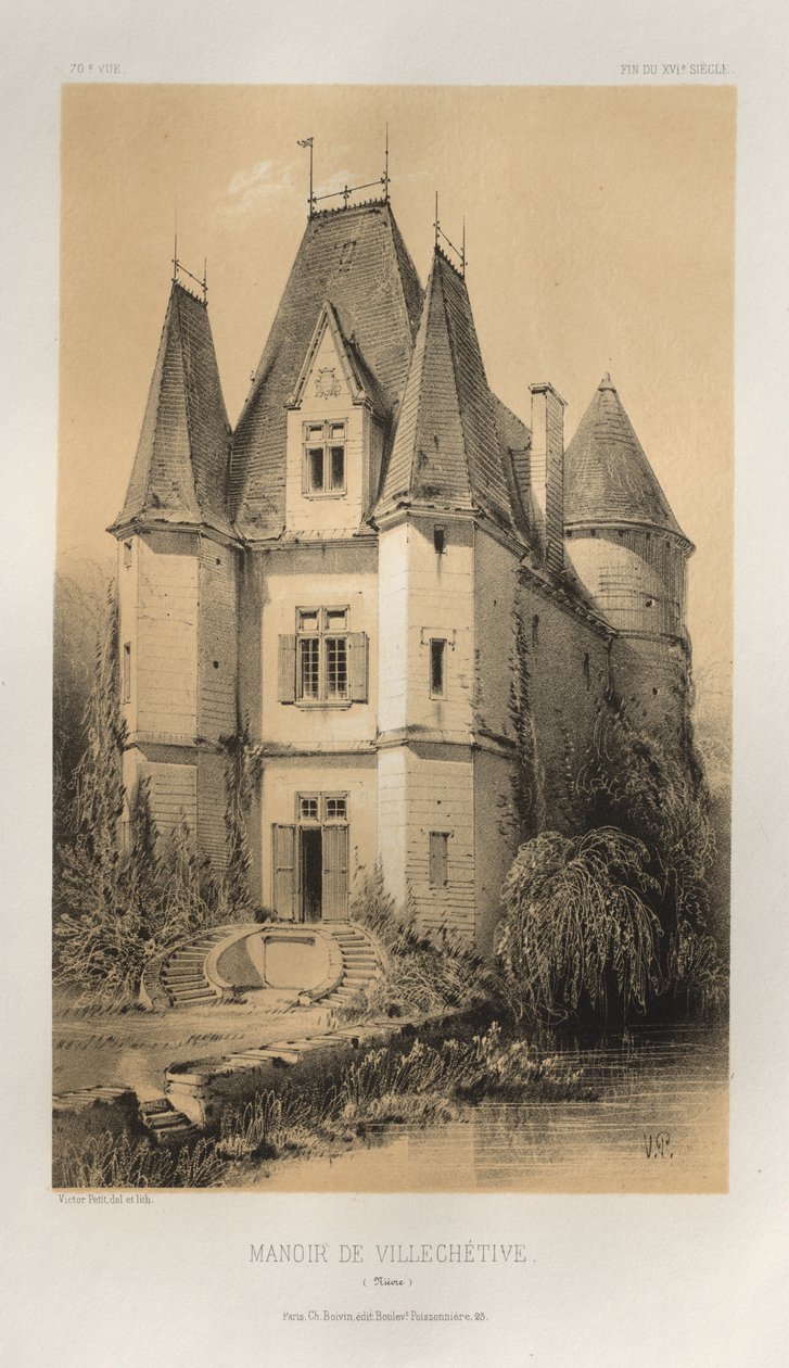 ... Pl. 70, Manoir De Villechétive Nièvre, 1860. de Victor Petit