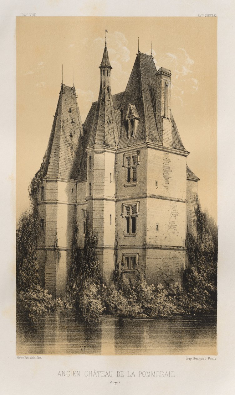 ... Pl. 94, Antigo Château de la Pommeraie Aisne, 1860. de Victor Petit