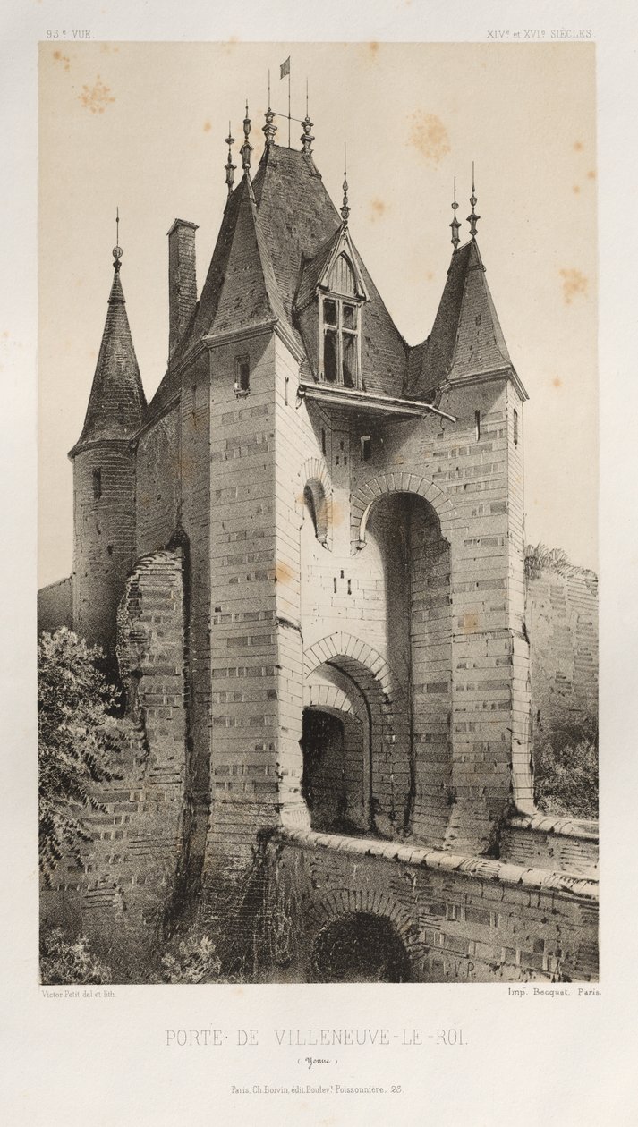 ... Pl. 95, Porte de Villeneuve-Le-Roi Yonne, 1860. de Victor Petit