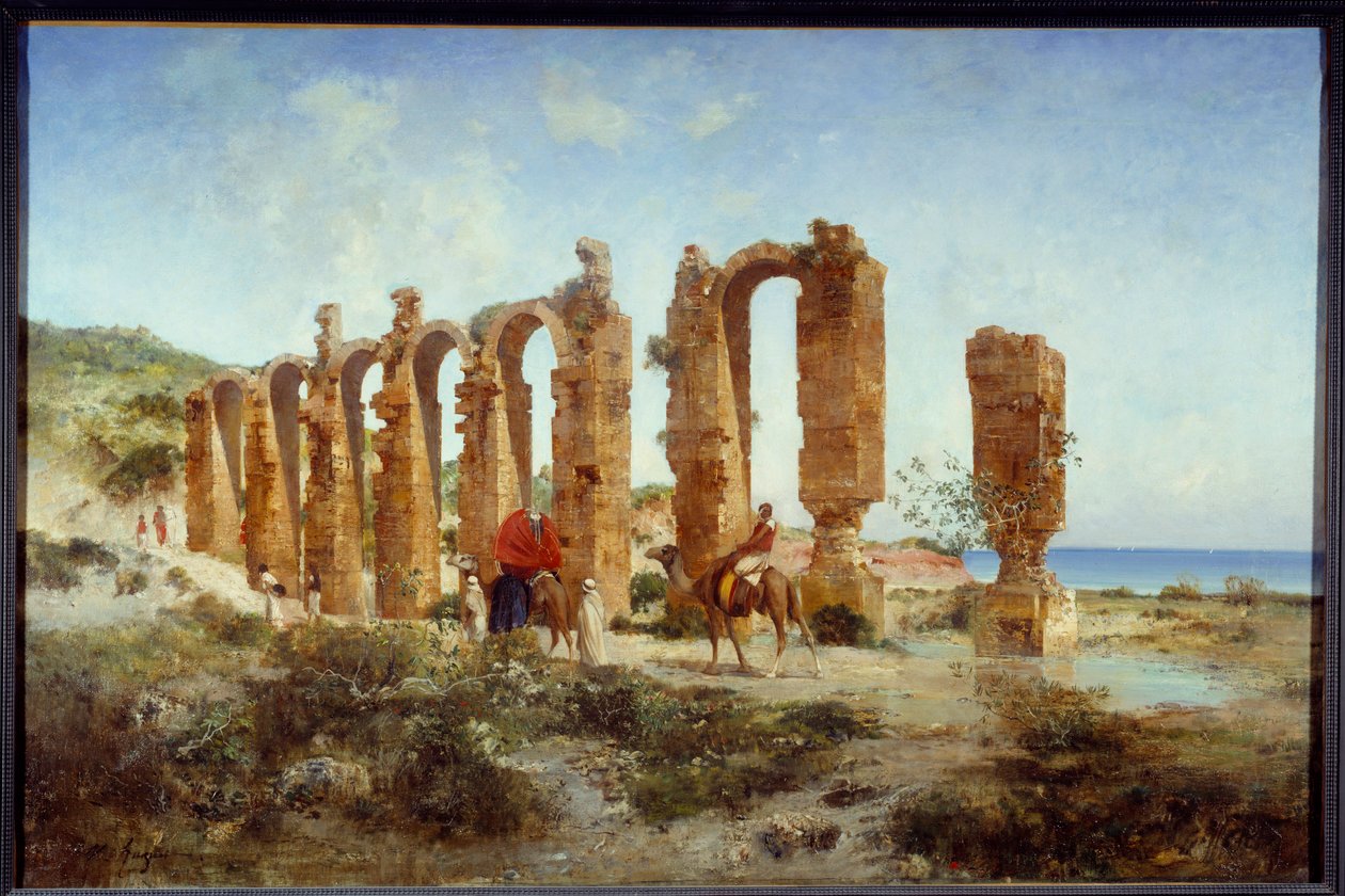 O aqueduto romano em Cherchell (Argélia). Pintura de Victor Pierre Huguet (1835-1902) de Victor Pierre Huguet
