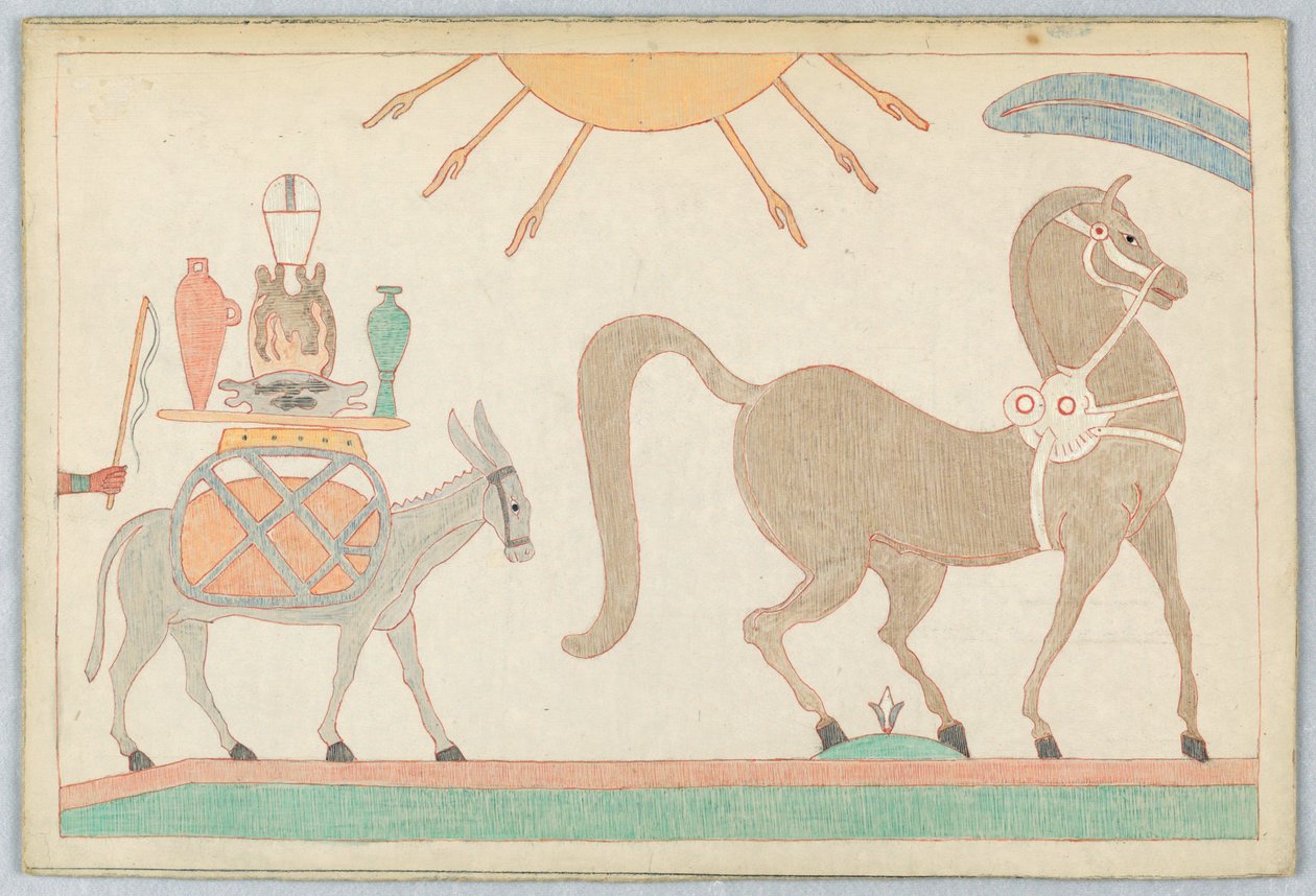 O Cavalo e o Asno, Ilustração para as Fábulas de Esopo de Victor Wilbour