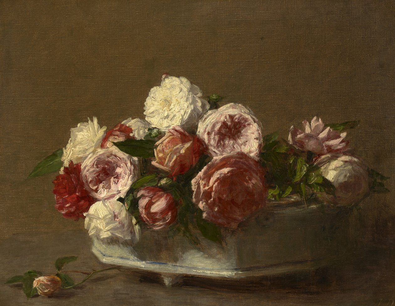 Rosas em um plantador de porcelana, c.1875 -1900 de Victoria Dubourg