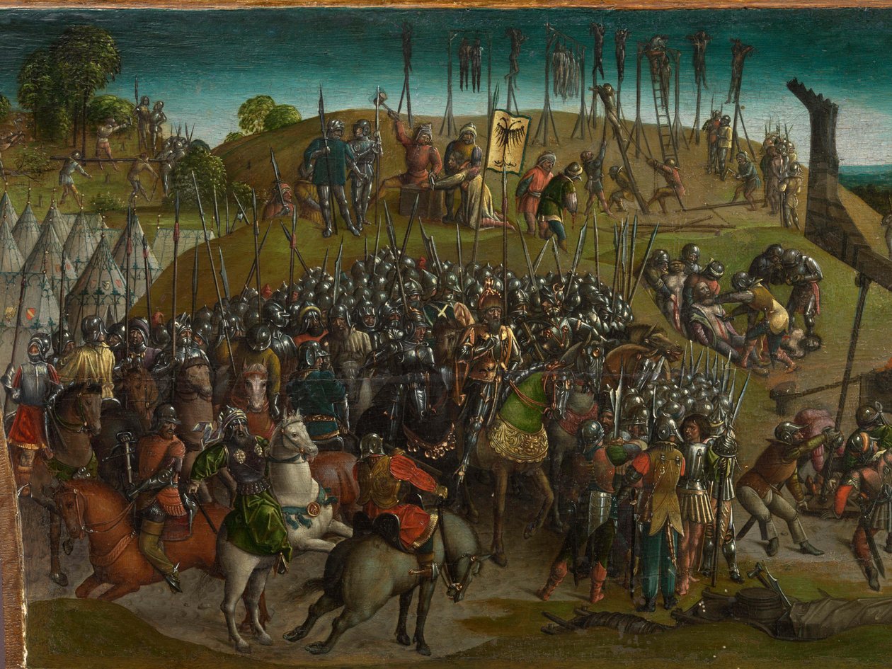 Conquista de Jerusalém por Tito (predela) de Vienna Master of Mary of Burgundy