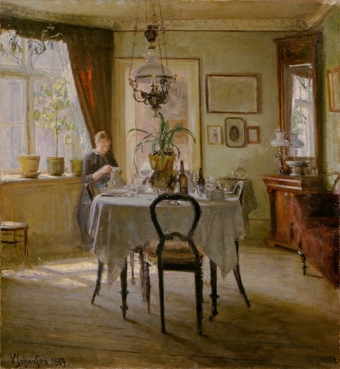 Luz do sol na sala de jantar, 1889 de Viggo Johansen