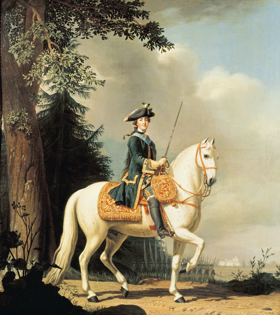 Retrato equestre de Catarina II (1729-96), a Grande da Rússia de Vigilius Erichsen