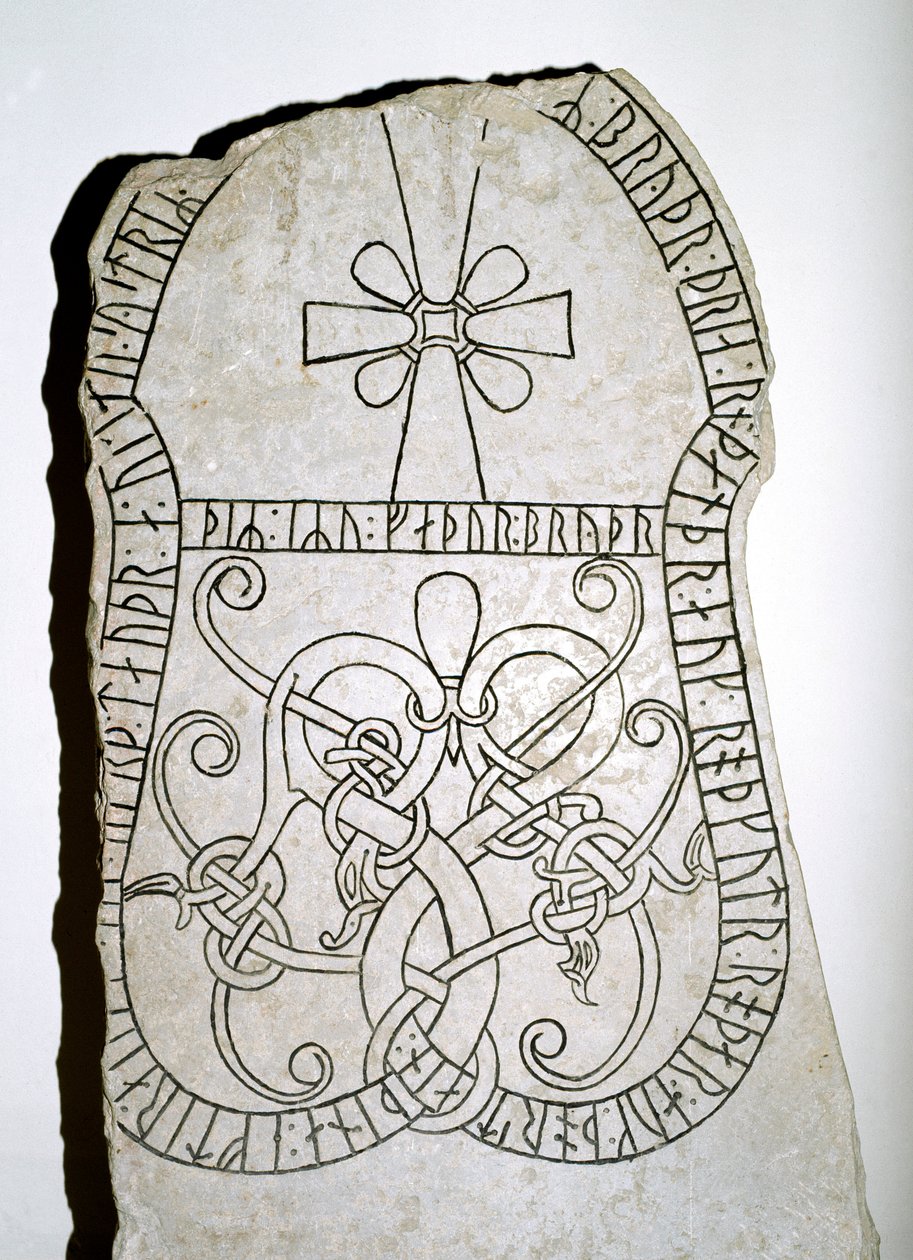 Runestone com uma cruz, séc. VII-XVIII de Viking