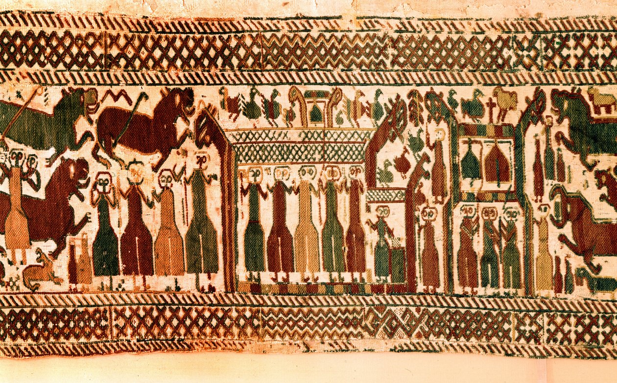 Viking: cantores e tocadores de sinos. Tapeçaria da igreja de Skog, Suede, finais do século XII. Estocolmo, historiska museet de Viking