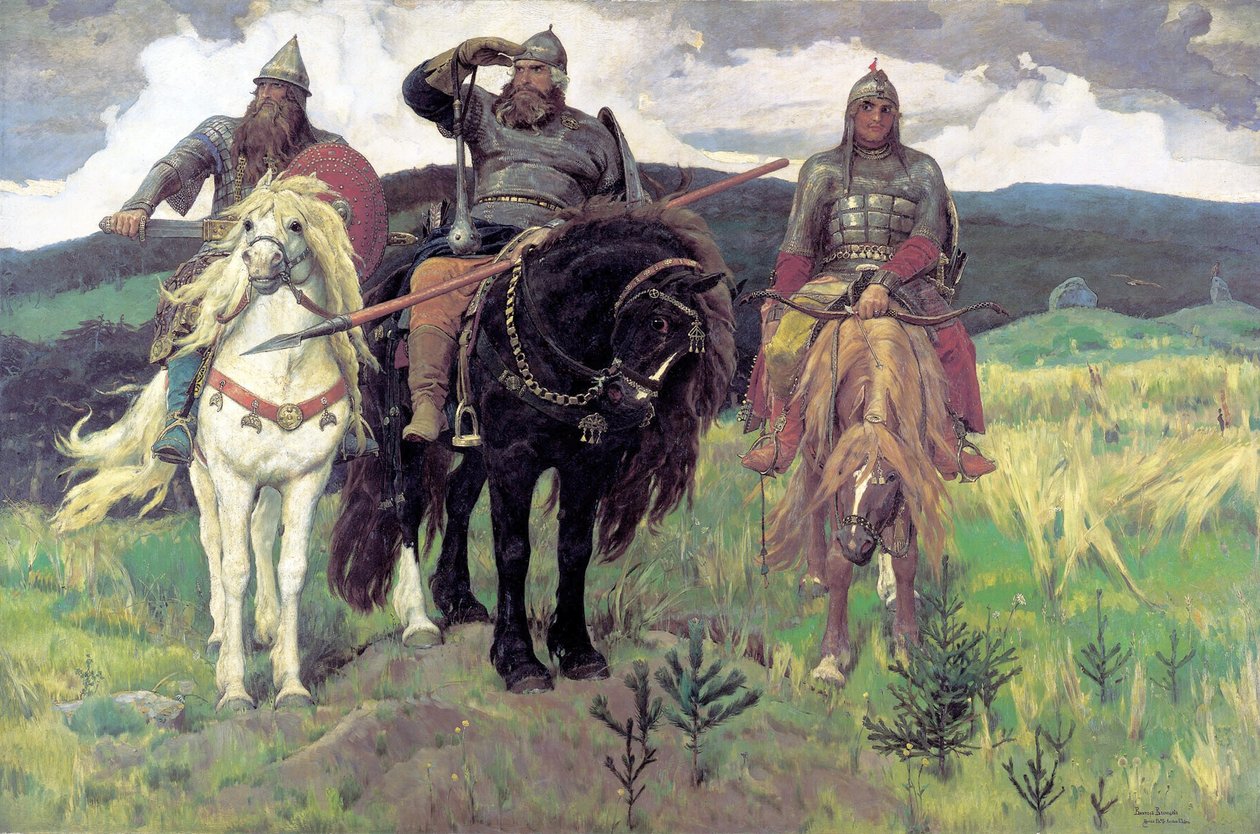 nGerman: Os três francais de Bogatyrn: Les Bogatyrsn de Viktor Mikhaylovich Vasnetsov