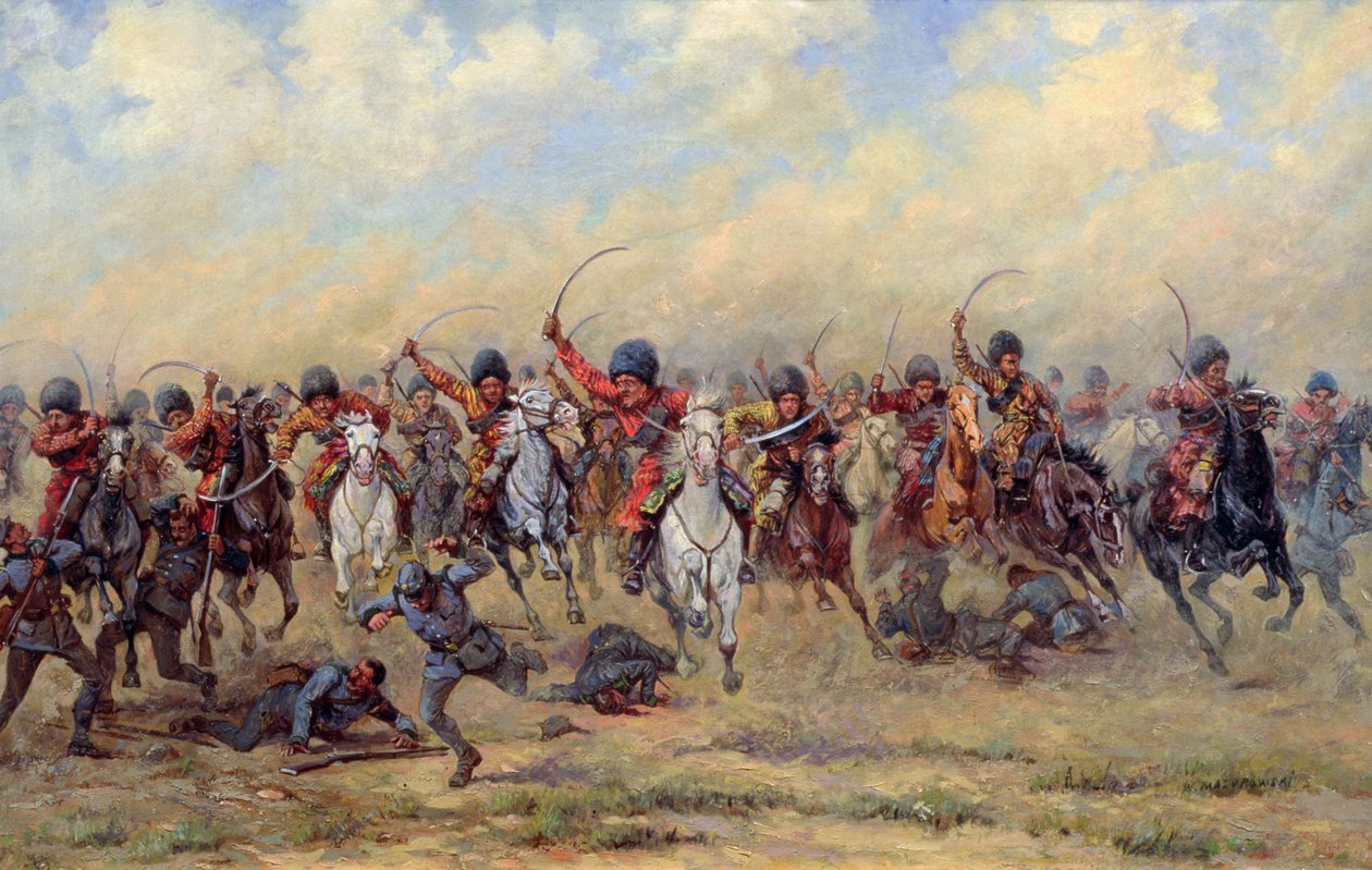 Ataque da &39;Savage Division&39; na infantaria austríaca, 1916-17 de Viktor Viketyevich Masurovsky