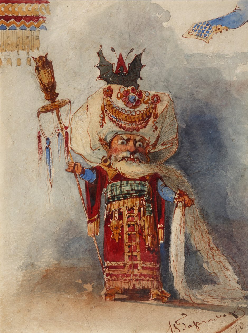 Chernomor. Figurino para a ópera Ruslan e Lyudmila de M. Glinka de Viktor Alexandrovich Hartmann