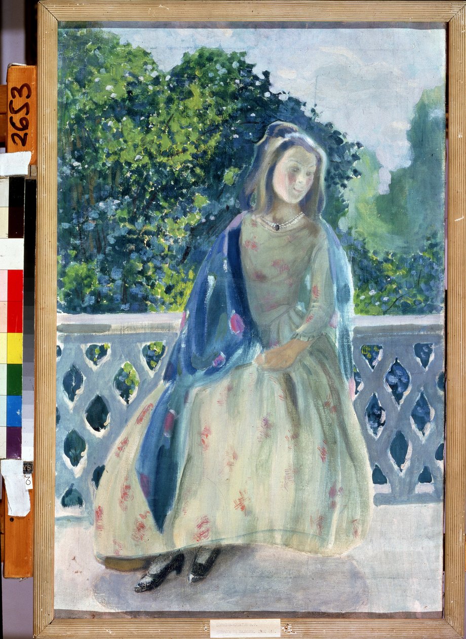 "Jeune fille au balcon" Peinture de Viktor (Victor) Elpidiforovich Borisov-Musatov (Borisov Musatov) (1870-1905) 1900 State A. Radishchev Art Museum Saratov de Viktor Elpidiforovich Borisov Musatov
