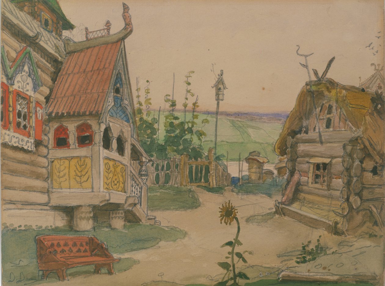 Berendeyevka. Cenografia da ópera Snow Maiden de N. Rimsky-Korsakov, 1885 de Viktor Mikhaylovich Vasnetsov