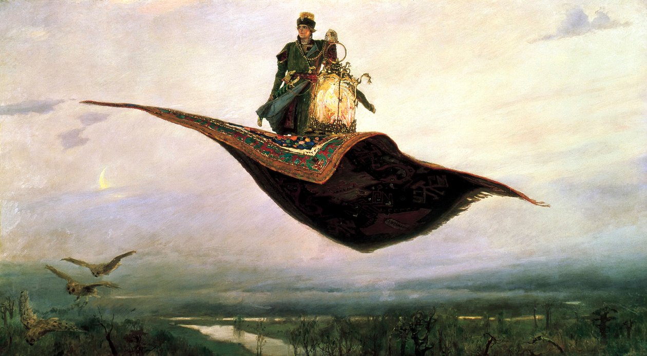 Montando um tapete voador, 1880 de Viktor Mikhaylovich Vasnetsov